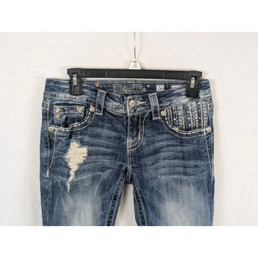 Miss Me Signature Rise Boot Jeans JE8055B4 Women's Size 26 - Picture 2 of 15